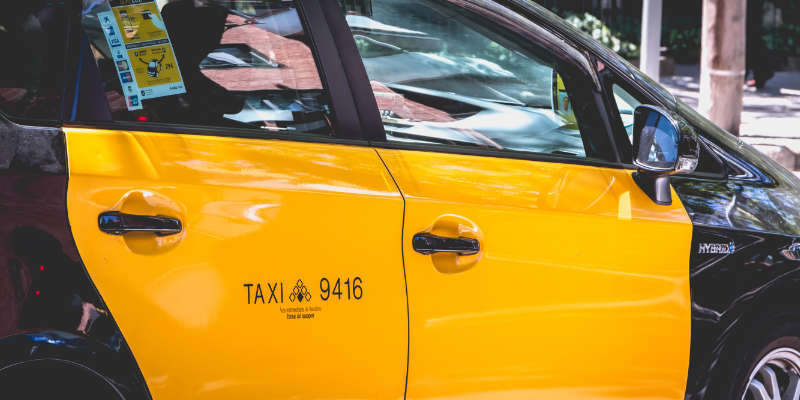Closeup of a spanish taxi car in Barcelona, Spain